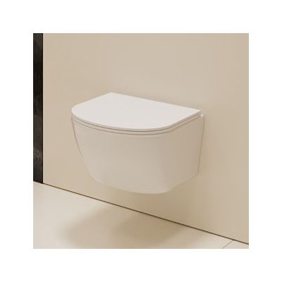 Invena Limnos miska WC z deską wolnoopadającą wisząca bez kołnierza ze spłukiwaniem wirowym biały połysk CE-93-001
