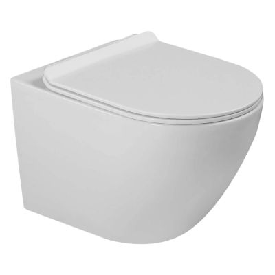 Invena Tavro miska WC z deską wolnoopadającą wisząca bez kołnierza ze spłukiwaniem wirowym biały połysk CE-71-001