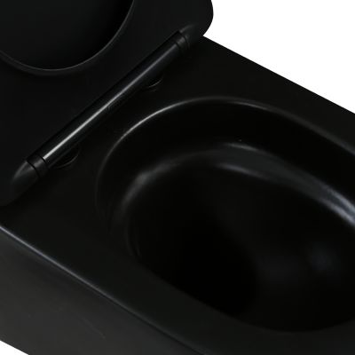 Invena Tavro miska WC z deską wolnoopadającą wisząca bez kołnierza czarny mat CE-71-005