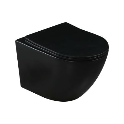 Invena Tavro miska WC z deską wolnoopadającą wisząca bez kołnierza czarny mat CE-71-005