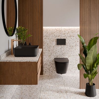 Invena Tavro miska WC z deską wolnoopadającą wisząca bez kołnierza czarny mat CE-71-005