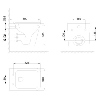 Invena Patras miska WC z deską wolnoopadającą wisząca bez kołnierza ze spłukiwaniem wirowym biały CE-97-001