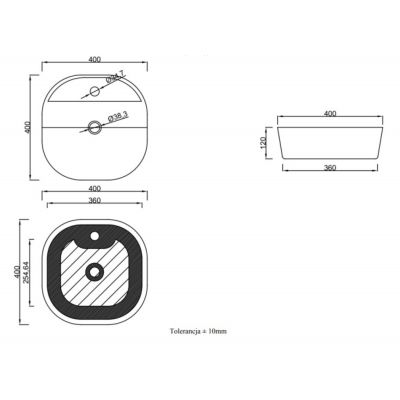 Invena Pejto umywalka 40 cm nablatowa okrągła biała CE-17-001