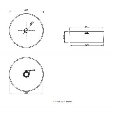 Invena Kos umywalka 42 cm nablatowa okrągła czarny mat/złoty połysk CE-38-027