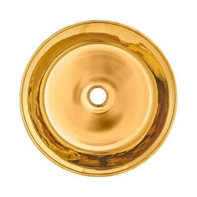 Invena Kos umywalka 42 cm nablatowa okrągła czarny mat/złoty połysk CE-38-027