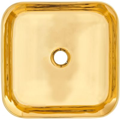 Invena Malaga umywalka 39 cm nablatowa kwadratowa złoty połysk CE-39-009