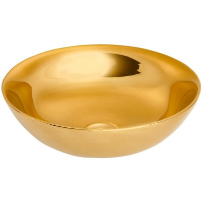 Invena Tinos umywalka 39,5 cm nablatowa okrągła złoty połysk CE-43-009