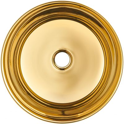 Invena Tinos umywalka 39,5 cm nablatowa okrągła złoty połysk CE-43-009