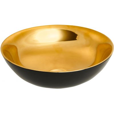 Invena Tinos umywalka 39,5 cm nablatowa okrągła czarny/złoty CE-43-027