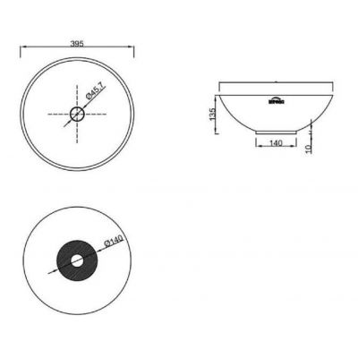 Invena Tinos umywalka 39,5 cm nablatowa okrągła efekt marmuru szara mat CE-43-707