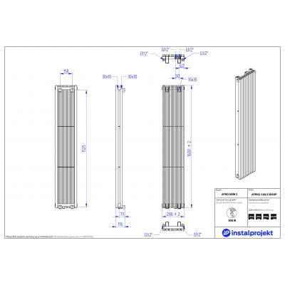 Instal Projekt Afro New grzejnik pokojowy 160x28,8 cm podłączenie dolne biały AFRN2-160/13D50P