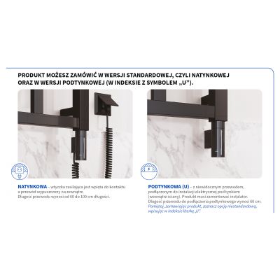 Instal Projekt Ambra Electro grzejnik elektryczny 68,2x50 cm biały połysk AMBRE-50/70+GH-03C1