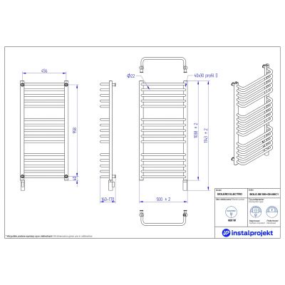 Instal Projekt Bolero Electro grzejnik elektryczny 103,8x50 cm biały BOLE-50/100+GHL-06C1