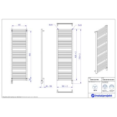 Instal Projekt Code Electro grzejnik elektryczny 162,8x50 cm czarny mat CODE-50/160C31+GH-09C2