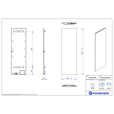 Instal Projekt Eos Electro grzejnik elektryczny 120,6x38,6 cm biały mat/biała szyba EOSE-40/120E34L04B
