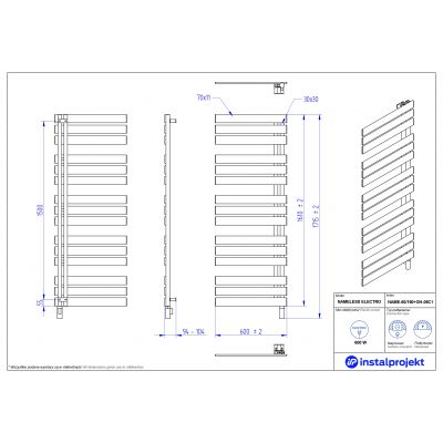 Instal Projekt Nameless Electro grzejnik elektryczny 161x60 cm biały połysk NAME-60/160+GH-06C1