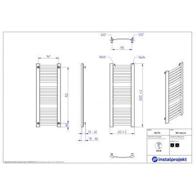 Instal Projekt Retto grzejnik łazienkowy drabinkowy 107,2x41,2 cm czarny RET-40/110C31