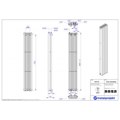 Instal Projekt Vivat X 2 grzejnik pokojowy 180x25,6 cm podłączenie dolne biały VIVX2-180/09D50P