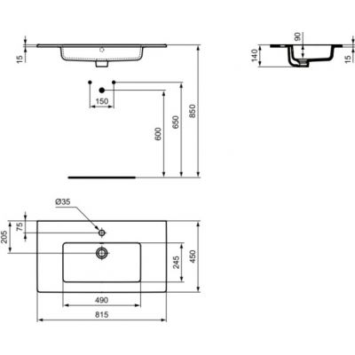 Ideal Standard Eurovit+ umywalka z szafką 80 cm szarą R0574TI