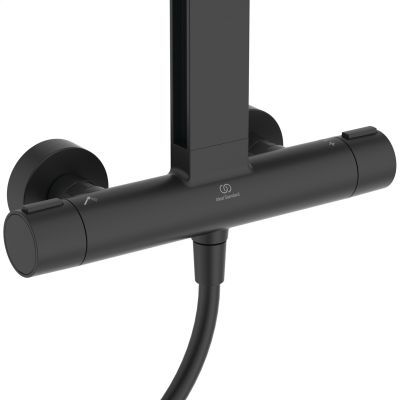 Ideal Standard Alu+ zestaw prysznicowy ścienny termostatyczny z deszczownicą czarny BD583XG