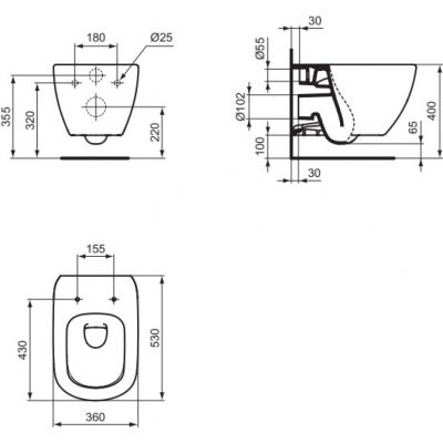 Ideal Standard Tesi miska WC z deską wolnoopadającą wisząca bez kołnierza biały połysk T354601