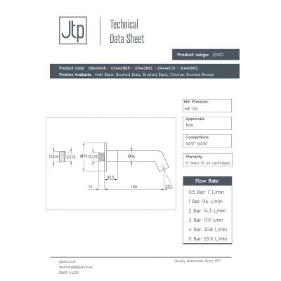 JTP Evo wylewka do baterii wannowej 15 cm brąz szczotkowany 61446BRZ