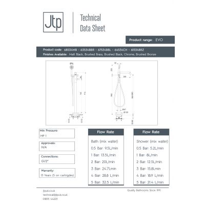JTP Evo bateria wannowo-prysznicowa wolnostojąca brąz szczotkowany 61534BRZ