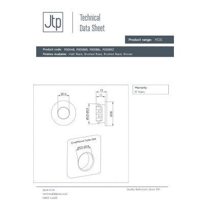 JTP Vos maskownica przelewu brąz szczotkowany P001BRZ