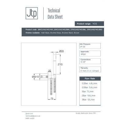 JTP Vos słuchawka prysznicowa brąz szczotkowany 21ROUNDWSBRZ