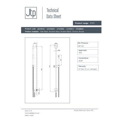 JTP Evo zestaw prysznicowy ścienny brąz szczotkowany 611218BRZ