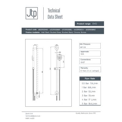 JTP Evo zestaw prysznicowy ścienny brąz szczotkowany 61129510BRZ