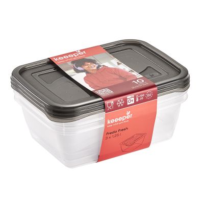 Keeeper Fredo Fresh zestaw pojemniki na żywność (3 szt) przezroczysty-szary 3067582700000
