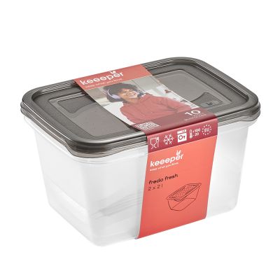 Keeeper Fredo Fresh pojemniki na żywność (2 szt) zestaw przezroczysty-szary 3067682700000