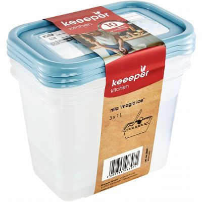 Keeeper Magic Ice zestaw pojemników do przechowywania 15,5x10,5x11,5 cm przezroczysty-niebieski 3069168028600