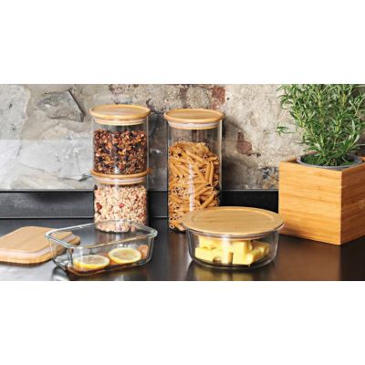 Kesper pojemnik do przechowywania 10x30 cm z pokrywą szkło/bambus 38011