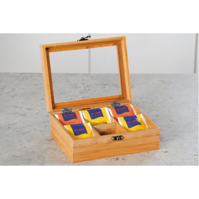 Kesper pojemnik do przechowywania 21,7x16 cm skrzyneczka na herbatę drewno bambusowe 58902