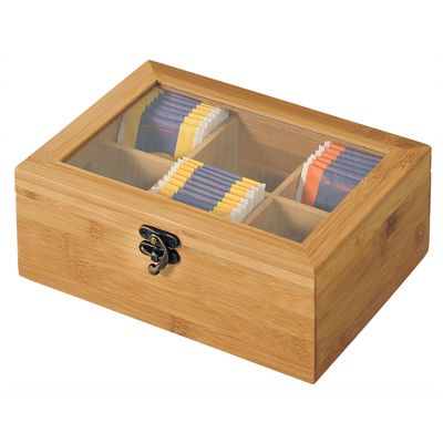 Kesper pojemnik do przechowywania 21,7x16 cm skrzyneczka na herbatę drewno bambusowe 58902