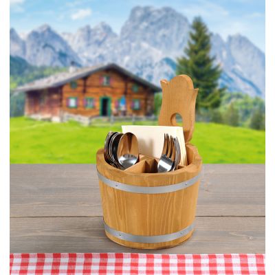 Kesper wiaderko na sztućce Ø14x20 cm drewno sosnowe 69294