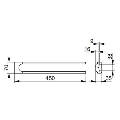 Keuco Collection Moll wieszak na ręcznik 45 cm chrom 12718010000