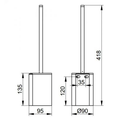 Keuco Plan szczotka toaletowa ścienny czarny chrom 14972010200