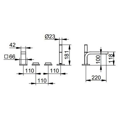 Keuco Edition 11 bateria wannowo-prysznicowa nawannowa chrom-czarny szczotkowany 51130130200