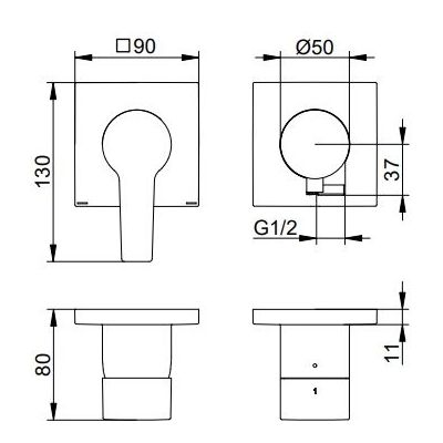 Keuco Edition 11 bateria prysznicowa podtynkowa mosiądz szczotkowany 51151251122