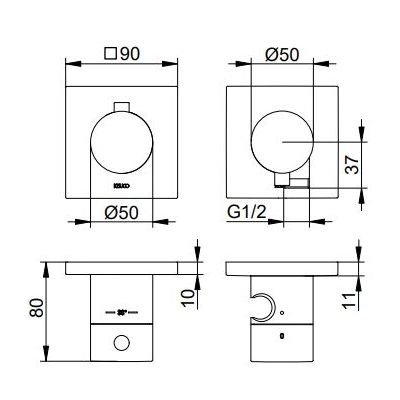 Keuco Edition 11 bateria prysznicowa termostatyczna podtynkowa chrom-czarny szczotkowany 51153131222
