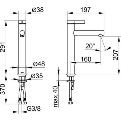 Keuco IXMO Pure bateria umywalkowa stojąca wysoka czarny mat 59510371100