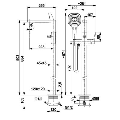 KFA Armatura Malaga bateria wannowo-prysznicowa wolnostojąca czarna 4525-510-81