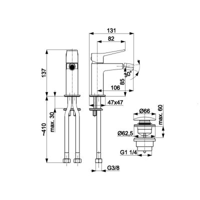 KFA Armatura Malaga bateria bidetowa stojąca chrom 4527-015-00