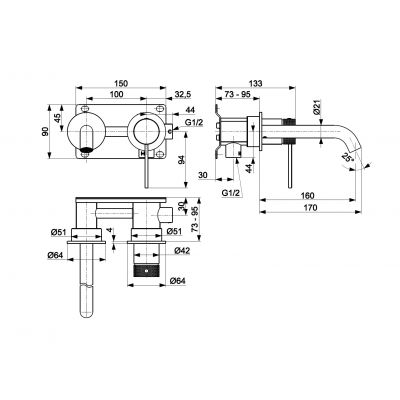 KFA Armatura Moza 316L bateria umywalkowa podtynkowa stal inox 5049-810-22