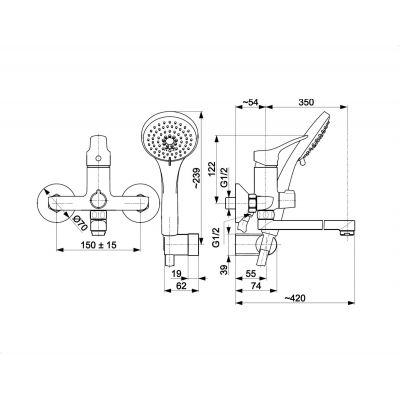 KFA Armatura Morris bateria wannowo-prysznicowa ścienna chrom 5248-715-00