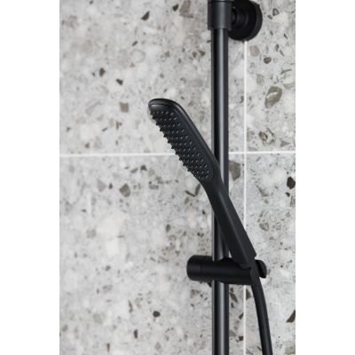KFA Armatura Logon Black zestaw wannowo-prysznicowy ścienny z deszczownicą i wylewką czarny mat 5136-915-81