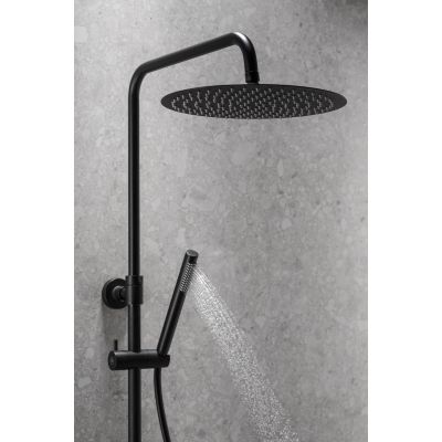 KFA Armatura Moza Black zestaw prysznicowy ścienny termostatyczny z deszczownicą czarny mat 5736-920-81